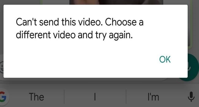 WhatsApp Unsuccessful to send WhatsApp video